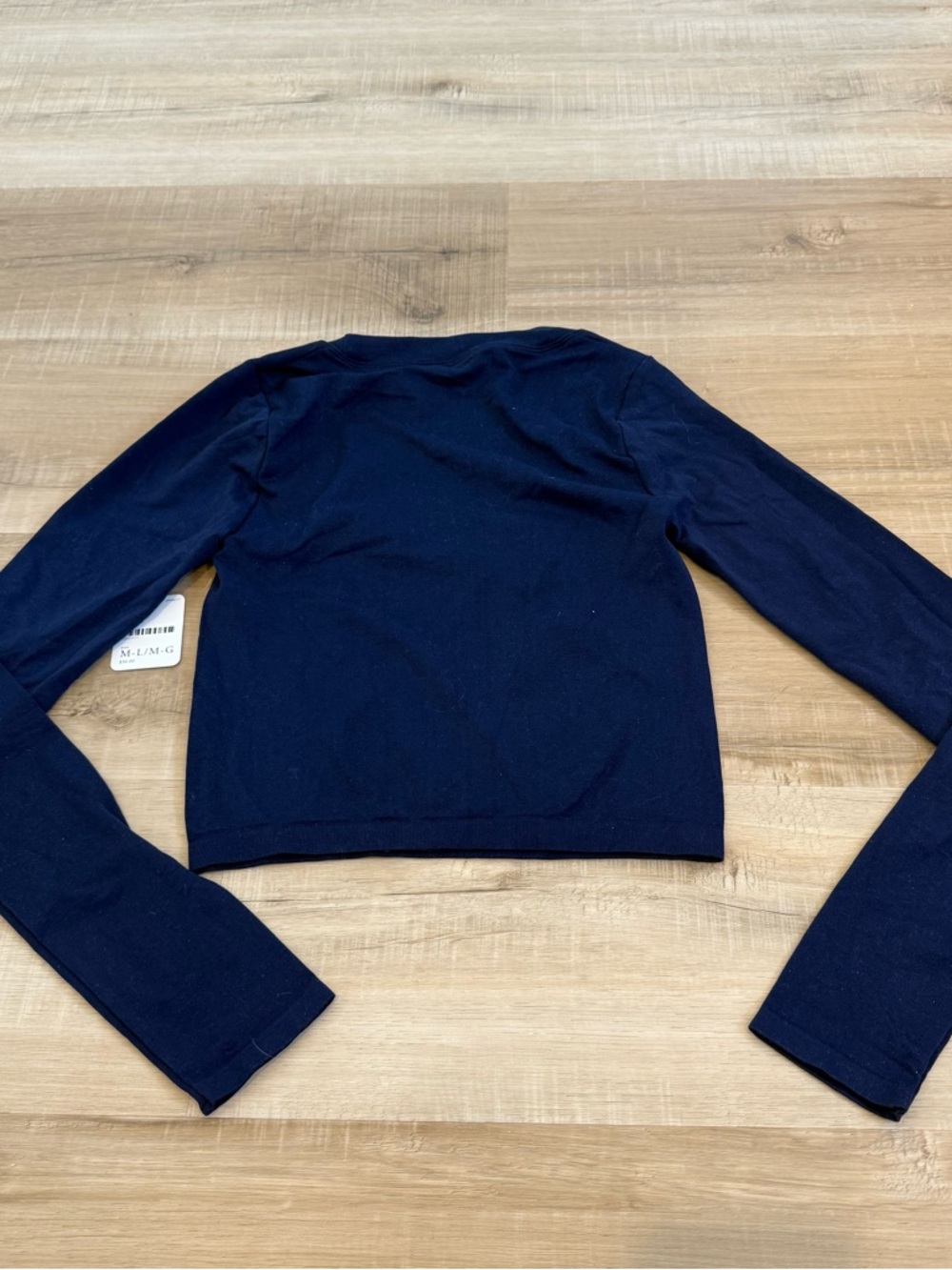 Free People Navy Gray Long Sleeve Crop Top - Picture 6 of 6